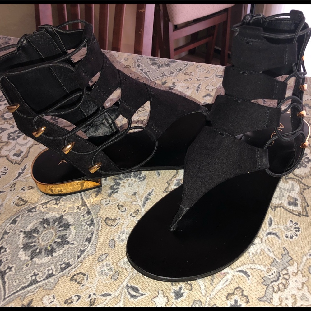 Aldo gladiators black/gold with zipper